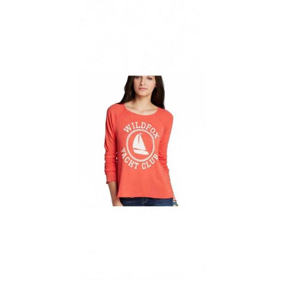 Wildfox Yacht Club Coral Distressed Hems Women's Sweater, Size Small - Picture 1 of 8